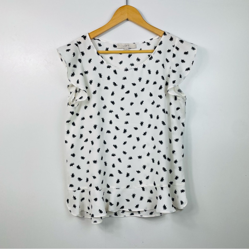 LOFT Brushdot Peplum Shell Blouse Small